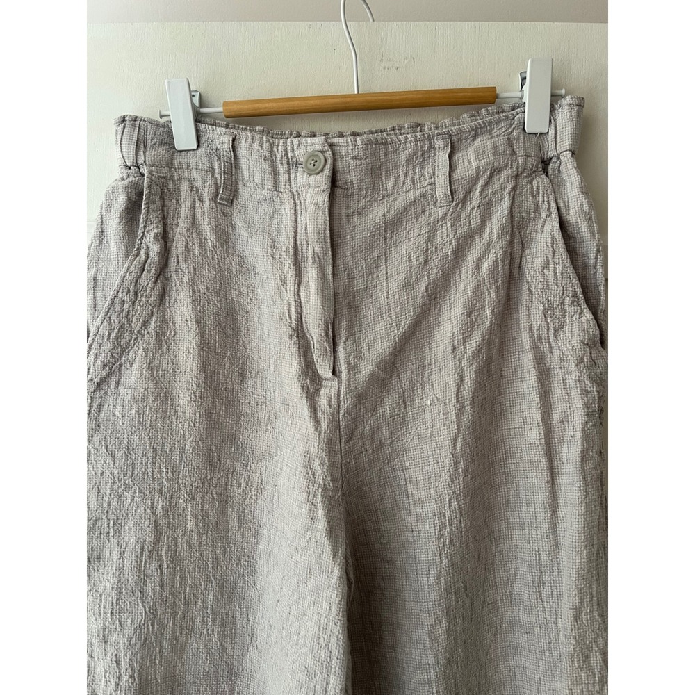 Poetry Women Grey Textured Linen Blend Wide Leg Trousers High Waist Pants Size 6 - Picture 2 of 10
